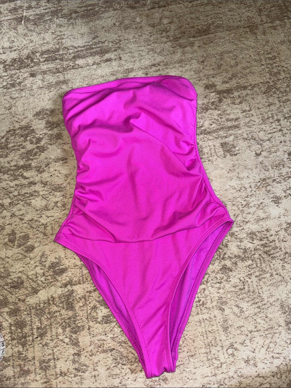 Shade & Shore Ribbed Strapless One Piece Swimsuit Pink Size Small (4–6)